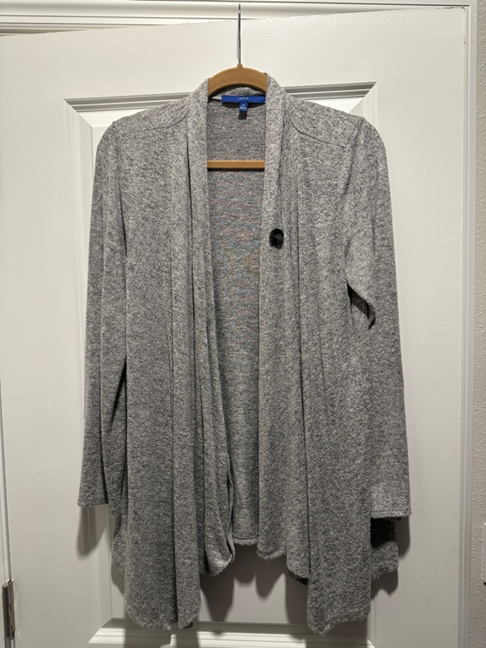 APT9 Heather Gray Open-Front Draped Cardigan
